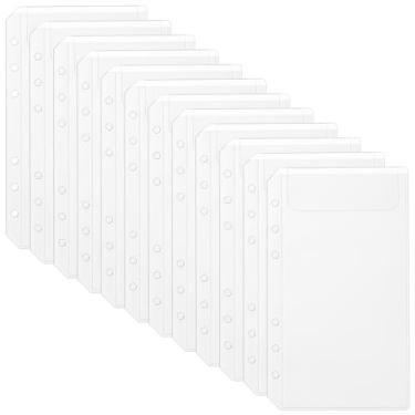 Imagem de Imslery 12 peças de bolso transparente para fichário A6 – Envelope com 6 furos sem zíper para planejador, orçamento, economia, registro financeiro, organização de documentos, diário, amostra, carimbo,