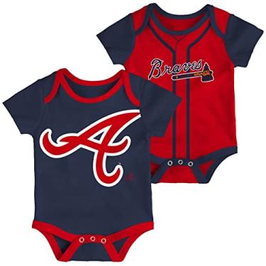 Imagem de Outerstuff MLB recém-nascido e infantil 0-24 meses 2 peças gráfico de equipe body (Atlanta Braves, 0/3 meses)