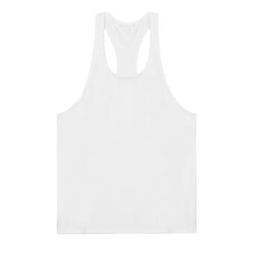 Imagem de Camiseta de compressão masculina Active Vest Body Building Slimming Workout nadador Muscle Fitness Tank, Branco, G
