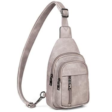 Imagem de MASINTOR Bolsa tiracolo feminina – pochete com couro vegano – Alça ajustável para viagens, Cinza carvão, Transversal