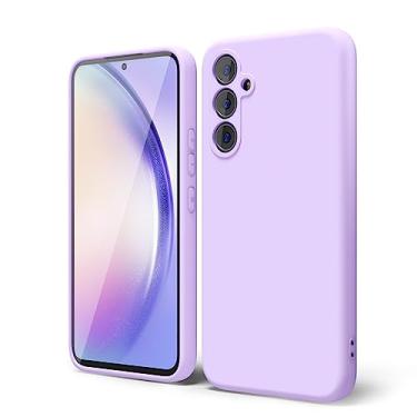 Imagem de oakxco Capa para celular Samsung Galaxy A54 5G de silicone líquido, linda e fina borracha macia TPU capa de gel lisa lisa para mulheres e meninas, proteção sólida fosca e à prova de choque, lilás