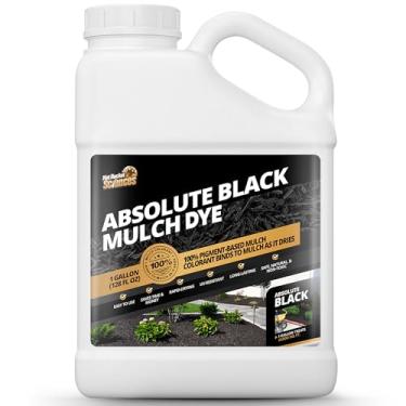 Imagem de 1 galão de tinta preta absoluta para cobertura morta – cobre até 10.000 pés quadrados, tinta líquida preta, concentrado de cor premium, ideal para paisagismo, renova lascas de borracha desbotada ou