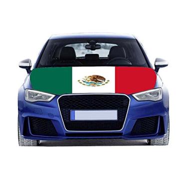 Imagem de Capa de capô de carro grande bandeira nacional 9,3 x 1,5 m/6 x 7 m, tecidos elásticos 100% poliéster podem ser lavados adequados para SUV grandes e caminhonetes (México, 6X7FT)