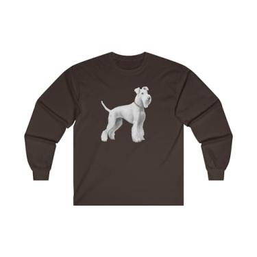 Imagem de Camiseta de manga comprida de algodão Bedlington Terrier, Chocolate escuro, P