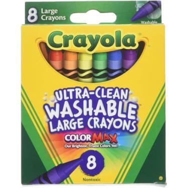 Imagem de Crayola 8 giz de cera grande lavável ultra limpo cor máxima (pacote com 3)