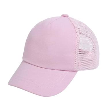 Imagem de Boné de beisebol infantil para meninos e meninas cor sólida chapéu viseira verão casual ajustável boné infantil unissex, rosa, 12-24 Months