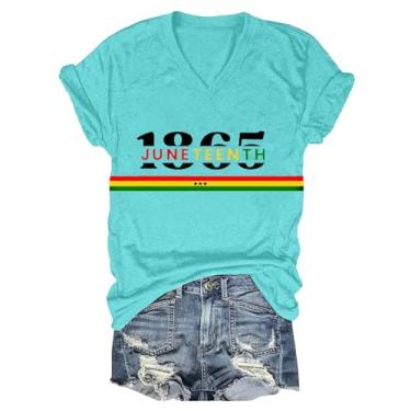 Imagem de Juneteenth Camiseta feminina Black History Emancipation Day Shirt 1865 Celebrate Freedom Tops Graphic Summer Casual, A1c-verde menta, XXG
