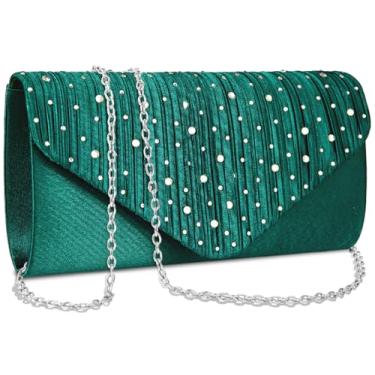 Imagem de BBjinronjy Bolsas clutch para mulheres, bolsa de mão formal com strass para festa de casamento, coquetel, formatura, jantar, Verde, Small