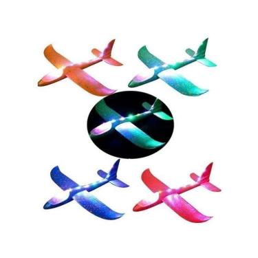 Imagem de Brinquedo avião planador que voa de espuma 50cm com led