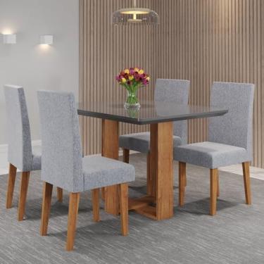 Imagem de Mesa de Jantar Retangular Ville 120x90cm com 4 Cadeiras Venus Mel/Grafite/Inox