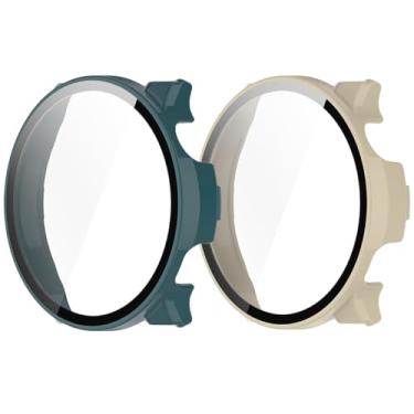 Imagem de Pacote com 2 capas protetoras de tela compatíveis com COROS Pace 2, capa para COROS Pace 2 (verde + marfim)