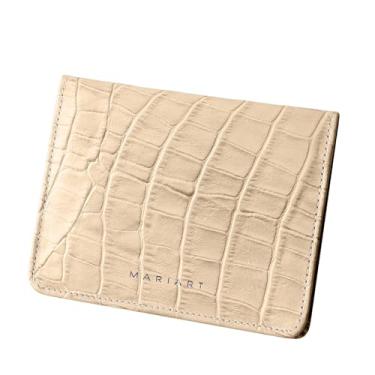 Imagem de Carteira Feminina de Couro Bovino Legítimo p/Cartões, RG, CNH e Cédulas Dobradas Mariart 649 (Croco Vanila)