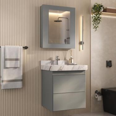 Imagem de Gabinete para Banheiro Suspenso Liso 60cm sem Lavatório Cinza