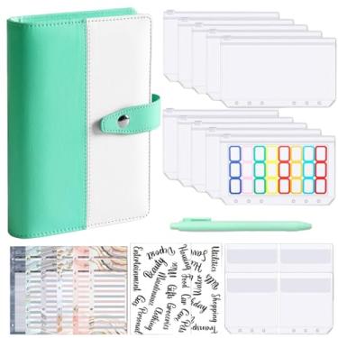 Imagem de Joucien A6 Clipe de folha solta Macaron Notebook couro PU folhas soltas Ledger-Vertical Assembly - Conjunto verde