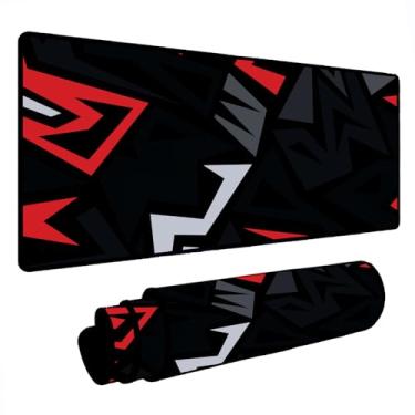 Imagem de Novo Mouse Pad Gamer Deskpad Speed Extra Grande Borda Costurada Profissional Varios Tamanhos - Formas Preto Vermelho (60x30)