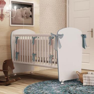 Imagem de Berço com Rodizio Corujinha Percasa - Branco com Azul