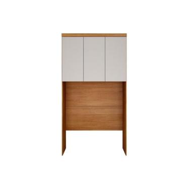 Imagem de Módulo de Quarto Solteiro Armário Ponte Aéreo Rizon c/ 3 Portas Freijo Cumaru c/ Fendi - Novo Horizonte