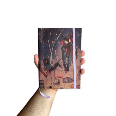 Imagem de Sketchbook Caderno Homem Aranha Mile Morales com Elástico e Marca Página Aquarela (G (14x20cm), Reciclado 120 Páginas)