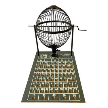 Imagem de Jogo De Bingo Globo De Metal Tabuleiro Em Madeira N°3 Preto