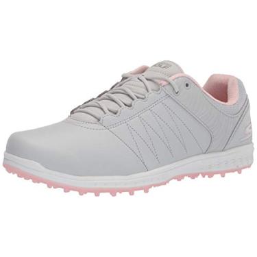 Imagem de Skechers Tênis de golfe feminino Go Pivot Spikeless, Cinza claro/rosa, 35