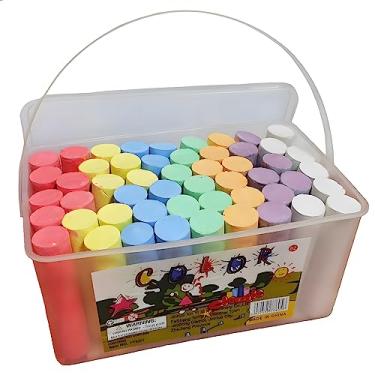 Imagem de Conjunto de giz Sidewalk - 52 peças de 7 cores Jumbo Chalk City, jogo de arte lavável para crianças e adultos, pintura em sala de aula de escola, quadro-negro, parquinho, ao ar livre, presente para festa de aniversário