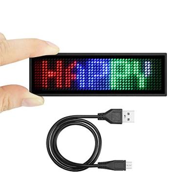 Imagem de Crachás de nome de LED, etiqueta de nome atualizada para celular programável recarregável com suporte de pino magnético multicolorido, não RGB