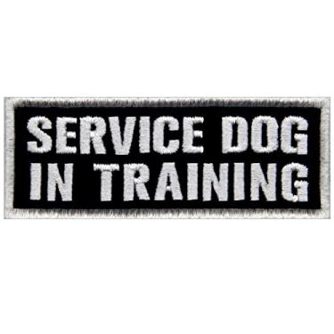 Imagem de TailWag Planet Cão de serviço em treinamento colete bordado/arreios crachá prendedor emblema gancho e laço, 15 x 5 centímetros