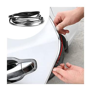 Imagem de Blilo Protetores de borda de porta de carro, acabamento de borda de porta em forma de U de 4,5 m, protetor de vedação de borda de porta automática de moldagem de borracha, acessórios de proteção de veículo anticolisão universal para SUV, caminhão, van (prata)
