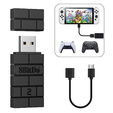 Imagem de 8Bitdo Adaptador USB sem fio 2 para Windows, Mac e Raspberry Pi, compatível com controle Xbox Series X e S, controle Bluetooth Xbox One, controle PS5/PS4/PS3 com cabo OTG