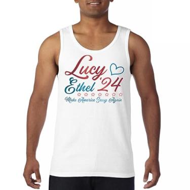 Imagem de Camiseta regata Lucy Ethel 24 Make America Sassy Again Team Lucy TV Show American Classic BFFs Best Friends masculina, Branco, G