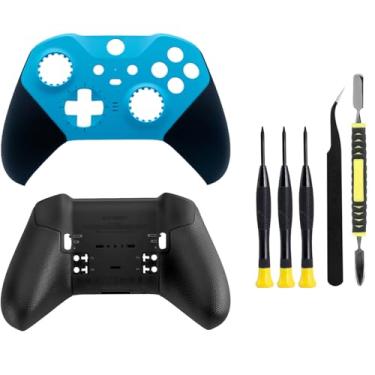 Imagem de Capa de painel frontal e traseiro para o controle Xbox One Elite Series 2, Kit de reparo para substituição de carcaça, com ferramenta de chave de fenda (azul claro)