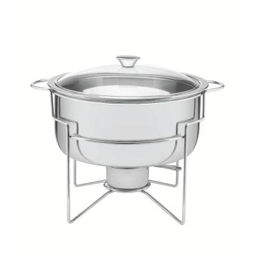 Imagem de Rechaud Redondo 7 L em Aço Inox Banho Maria com Suporte para Tampa e Fogareiro Tramontina 61042/200