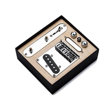 Imagem de LAMSAM Controles de captadores de guitarra estilo TL e combinação de ponte fixa, p'ups de bobina única Alnico V carregados, série padrão, placa de ponte de selas de bloco, linha de controle de