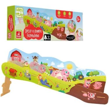 Imagem de Desce a Rampa Fazendinha Em Madeira Brincadeira de Criança +3 Anos Ter