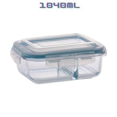 Imagem de Pote de Vidro 1040 ml Hermético Com Divisoria 4 Travas - PRATICASA