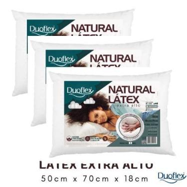 Imagem de Kit 3 Travesseiros Natural Látex Extra Alto Duoflex 200 Fios C/ Capa R