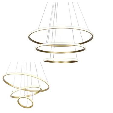 Imagem de Lustre Pendente 3 em 1 Perfil Aneis Arco Regulavel Ajustavel Infinito 