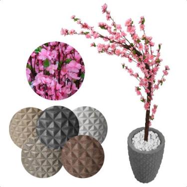 Imagem de Cerejeira Artificial Rosa Bebê De Galho Curvo Vaso Decoração - Flor de