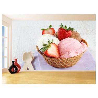 Imagem de Papel De Parede 3D Alimentos Sorvete Casquinha 3,5M Al351 - Você Decor