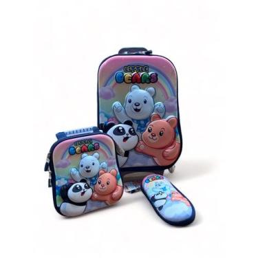 Imagem de Mochila Escolar Rodinhas Ursinho + Lancheira E Estojo - Dubai
