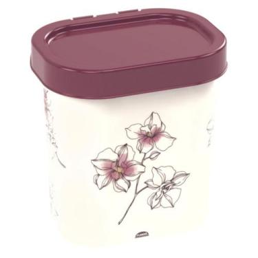 Imagem de Lixeira para pia decorada 2,5 litros vinho floral Plasutil ref.14064