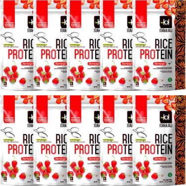 Imagem de Kit 10 Rice Protein Morango Rakkau 600g - Vegano - Proteína