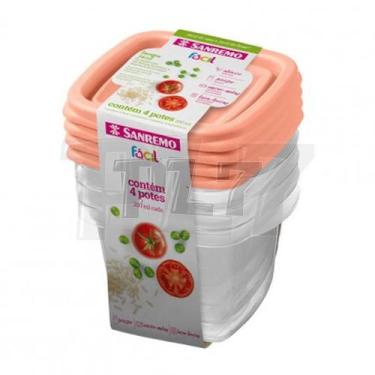 Imagem de Conjunto 4 Potes Plástico Sanremo Fácil 200ml Micro-ondas