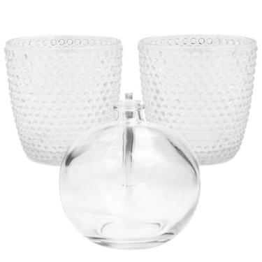 Imagem de Jogo De 2 Porta Velas De Cristal 7cm Com Vela Lamparina 100ml Redonda 