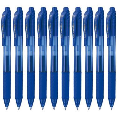 Imagem de Kit 10 Caneta Gel Pentel Energel X Rt Retrátil 0.5Mm Azul