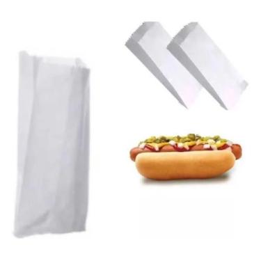 Imagem de 1000un Saco De Papel Branco Mono 15x13 Lanche Hot Dog Mtel - MeTel