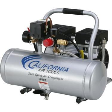 Imagem de California Air Tools Compressor de ar para tanque de alumínio 2010A ultra silencioso e livre de óleo, 1.0 HP 2.0 galões, prata