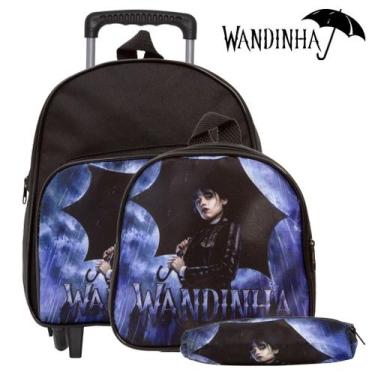 Imagem de Kit Mochila Infantil Feminina Wandinha Rodinha Envio 24hrs - Toys 2U