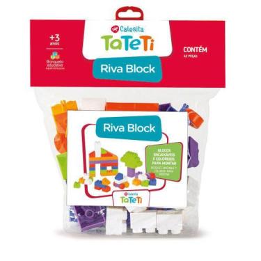 Imagem de Brinquedo Blocos de Montar Com 42 Peças Coloridas Tateti Riva Blocks