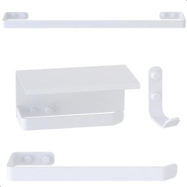Imagem de Kit Acessórios Para Banheiro Branco 4 Peças MAX - CONTEL STORE